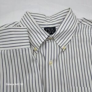JOS A BANK Mens Blue Stripe Pinpoint 100% Cotton Button Down Shirt 16.5-36